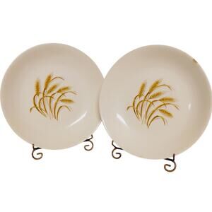 Vintage Golden Wheat Coupe Bowls 22K Soup Salad Cereal Retro Kitchen Decor 7.5"